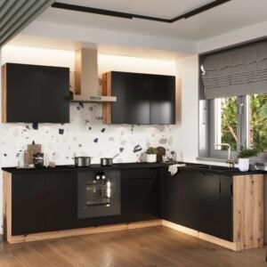 Mobila Bucatarie ISABEL BLACK PEAS/DA SET 2.0 X 2.6