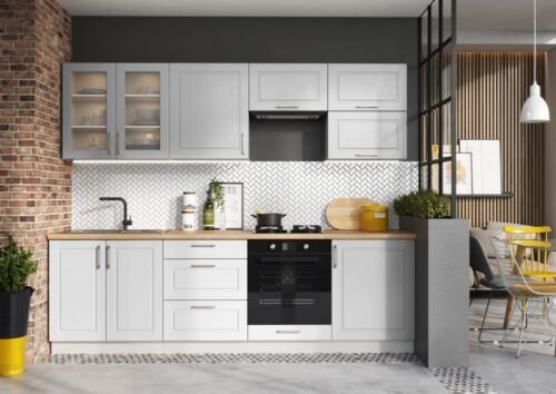 Mobila de Bucatarie NATALIA GRI DESCHIS MAT/PO 2.6 Z W60OKGR