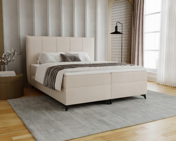 Lozko-sypialniane-SOFIA-160x200-z-wezglowiem-pojemnikami-na-posciel-BONELL-Kod-producenta-SOFIA Pat tapițat continental SOFIA cu ladă de depozitare