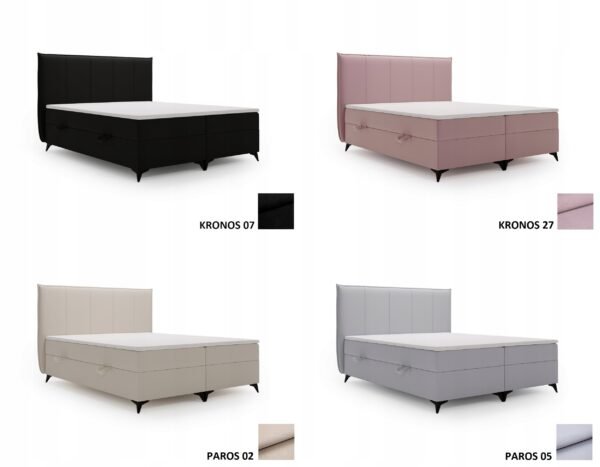 Lozko-sypialniane-SOFIA-160x200-z-wezglowiem-pojemnikami-na-posciel-BONELL-Kolor-mebla-odcienie-bezu Pat tapițat continental SOFIA cu ladă de depozitare