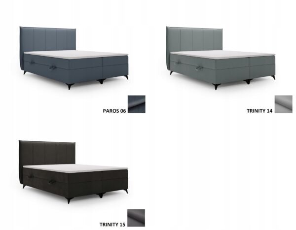 Lozko-sypialniane-SOFIA-160x200-z-wezglowiem-pojemnikami-na-posciel-BONELL-Wykonanie-mebla-tapicerowane Pat tapițat continental SOFIA cu ladă de depozitare