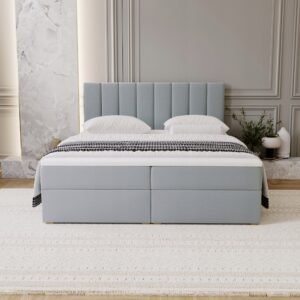 Nowoczesne-lozko-sypialniane-CORTO-160x200-z-zaglowkiem-2x-pojemnik-KOLORY-Kod-producenta-CORTO Pat tapițat CORTO continental cu ladă — Colecție Premium