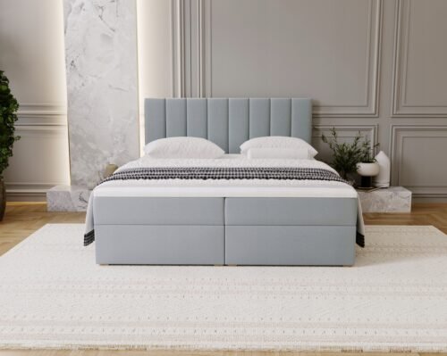 Pat tapițat CORTO continental cu ladă — Colecție Premium