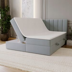 Nowoczesne-lozko-sypialniane-CORTO-160x200-z-zaglowkiem-2x-pojemnik-KOLORY-Marka-IWMAR Pat tapițat CORTO continental cu ladă — Colecție Premium