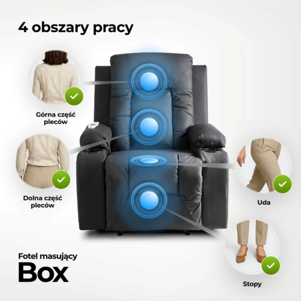 Scaun de masaj rabatabil din piele ecologică neagră BOX