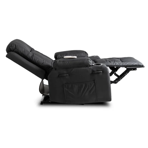 Scaun de masaj rabatabil din piele ecologică neagră BOX