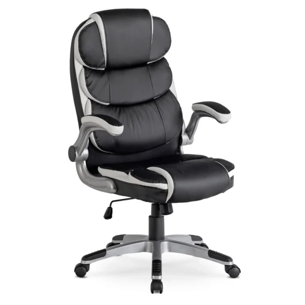 product-1381-0 Fotoliu pivotant LIVERPOOL Piele ecologică neagră — MOBILA