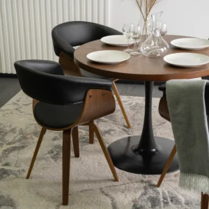 Scaun OHIO din piele ecologică Negru Placaj curbat — MOBILA