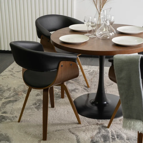 Scaun OHIO din piele ecologică Negru Placaj curbat — MOBILA