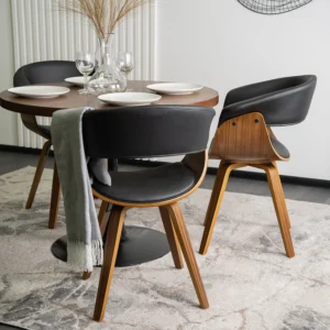 Scaun OHIO din piele ecologică Negru Placaj curbat — MOBILA