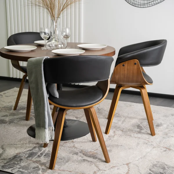 Scaun OHIO din piele ecologică Negru Placaj curbat — MOBILA