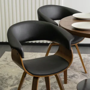 Scaun OHIO din piele ecologică Negru Placaj curbat — MOBILA