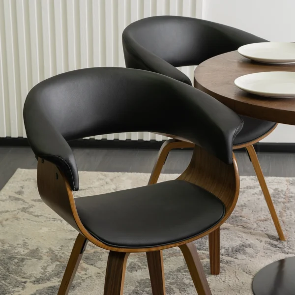 Scaun OHIO din piele ecologică Negru Placaj curbat — MOBILA