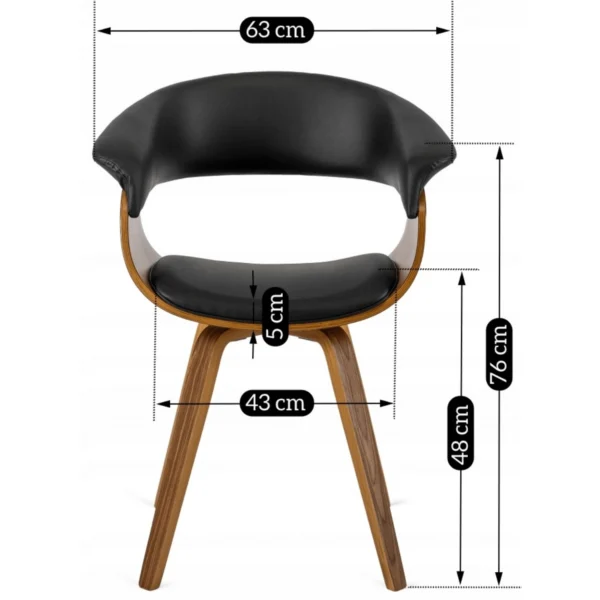 Scaun OHIO din piele ecologică Negru Placaj curbat — MOBILA