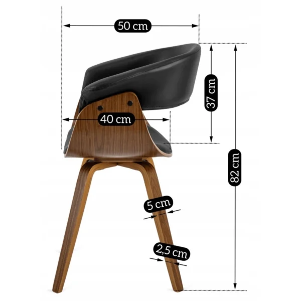 Scaun OHIO din piele ecologică Negru Placaj curbat — MOBILA