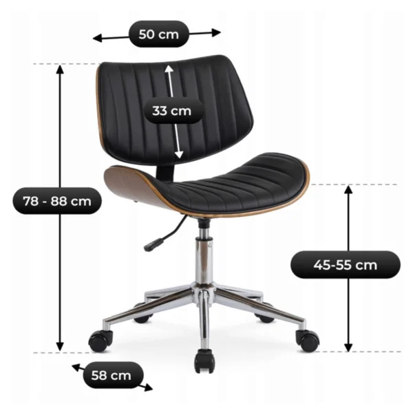 product-1436-7 TEKSAS Fotoliu pivotant negru piele ecologică — MOBILA