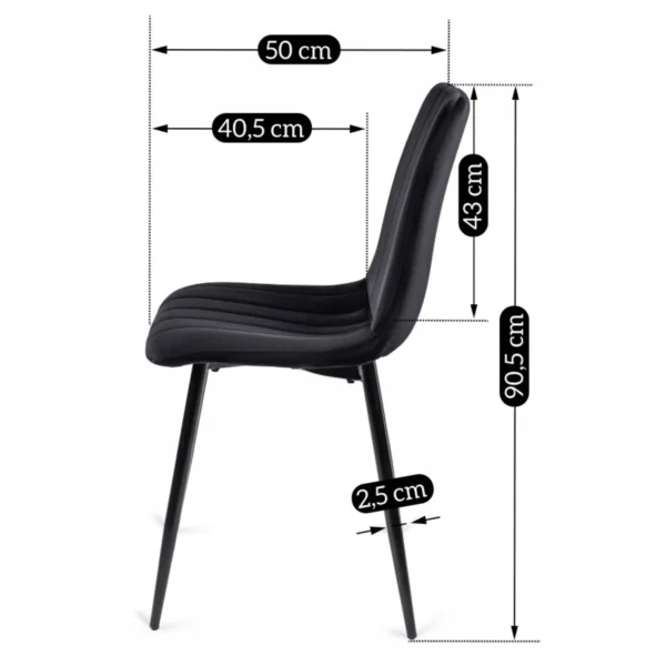 Scaun IBIS Velur negru — MOBILA