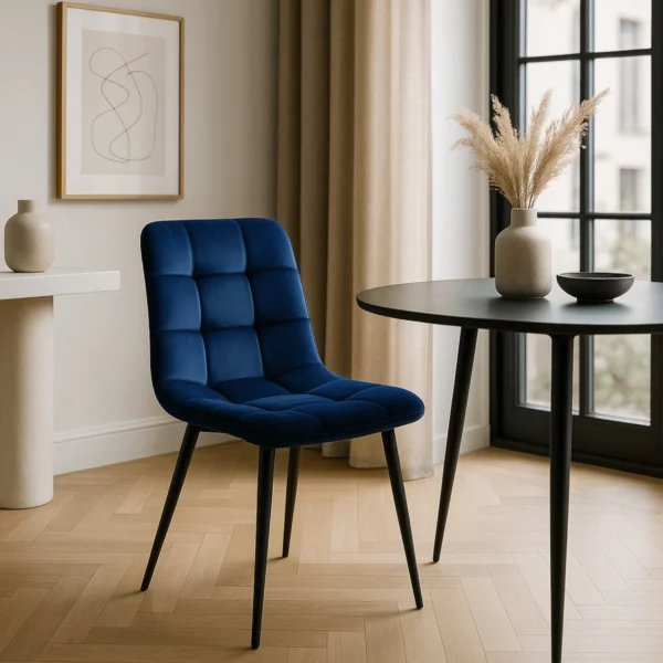 Scaun PERU din velur albastru închis