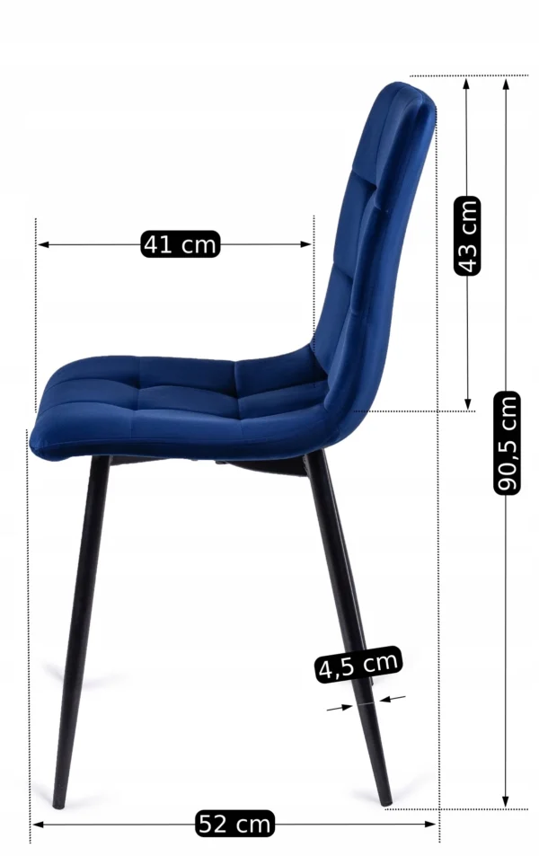 Scaun PERU din velur albastru închis