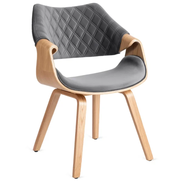 product-1584-0 Scaun LUISE din catifea gri, cu structură din lemn laminat curbat — MOBILA