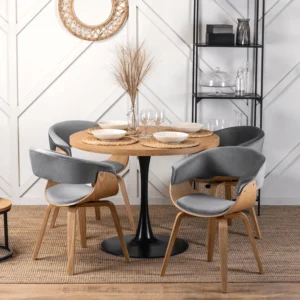 Scaun GARY din catifea, gri/stejar auriu — MOBILA