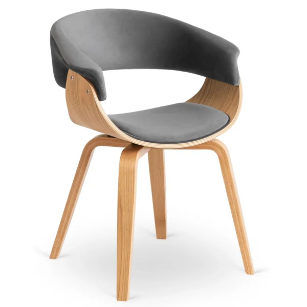 Scaun GARY din catifea, gri/stejar auriu — MOBILA