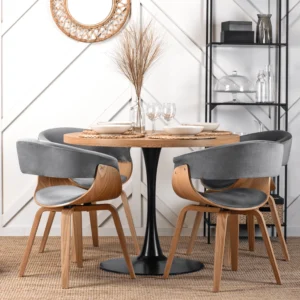 Scaun GARY din catifea, gri/stejar auriu — MOBILA