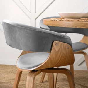 Scaun GARY din catifea, gri/stejar auriu — MOBILA