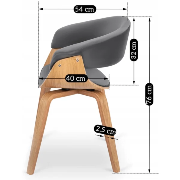 Scaun GARY din catifea, gri/stejar auriu — MOBILA