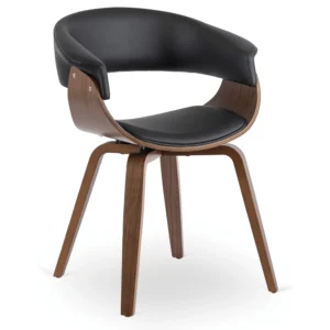 Scaun GARY din piele ecologică Negru/Nuc