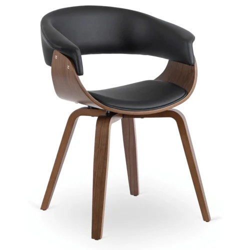 Scaun GARY din piele ecologică Negru/Nuc