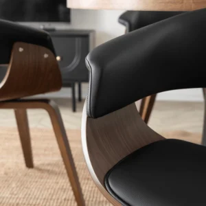 Scaun GARY din piele ecologică Negru/Nuc