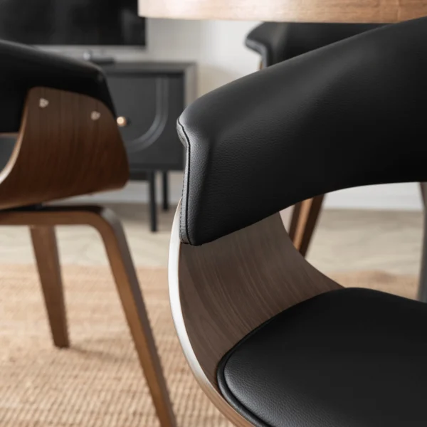 Scaun GARY din piele ecologică Negru/Nuc