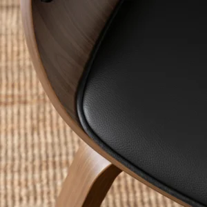 Scaun GARY din piele ecologică Negru/Nuc