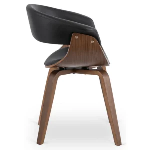 Scaun GARY din piele ecologică Negru/Nuc