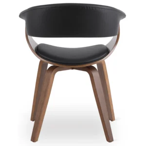 Scaun GARY din piele ecologică Negru/Nuc