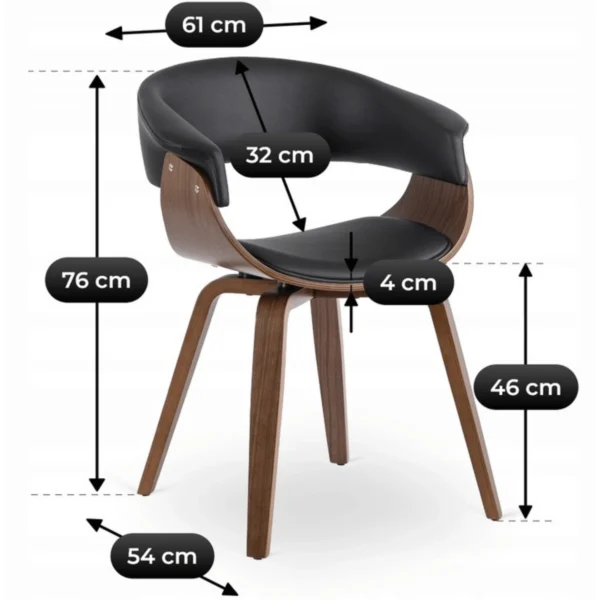 Scaun GARY din piele ecologică Negru/Nuc