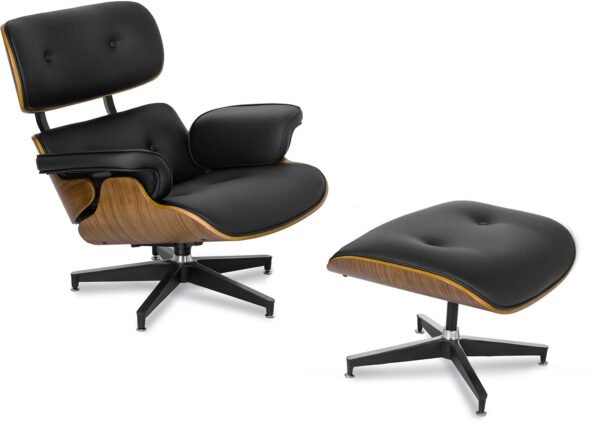 Scaun reclinabil PALERMO cu suport pentru picioare, piele ecologică neagră