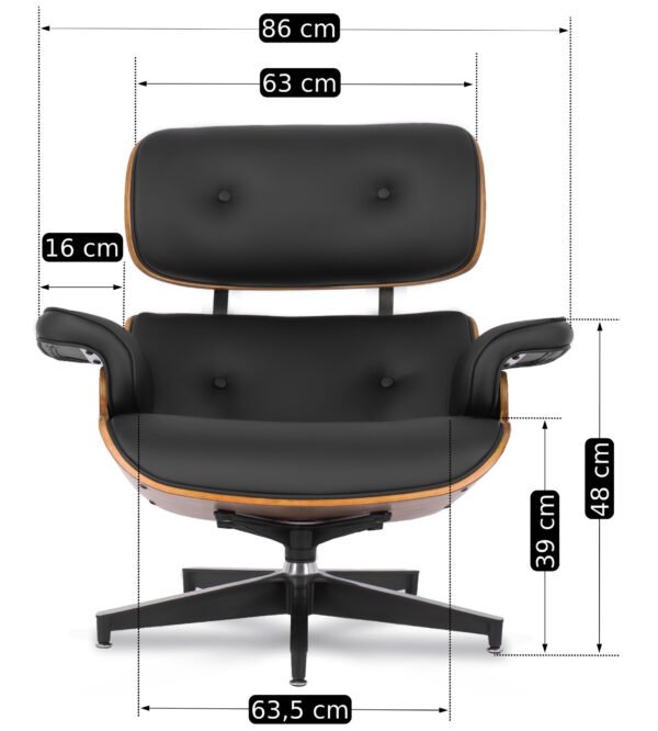 Scaun reclinabil PALERMO cu suport pentru picioare, piele ecologică neagră