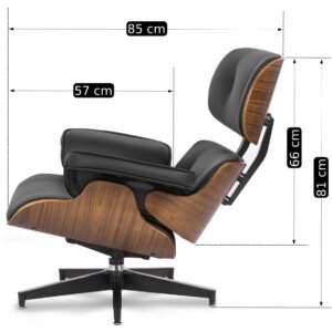 Scaun reclinabil PALERMO cu suport pentru picioare, piele ecologică neagră