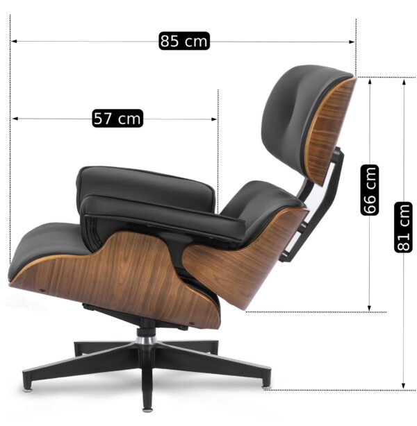 Scaun reclinabil PALERMO cu suport pentru picioare, piele ecologică neagră