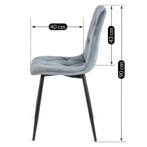 Scaun ROBIN din catifea gri — MOBILA