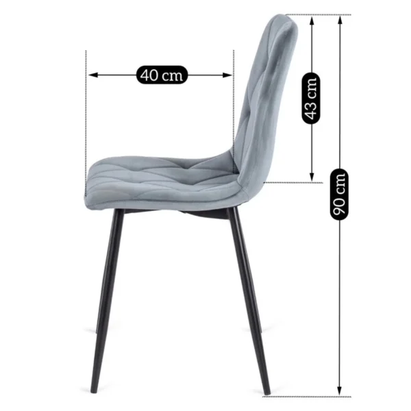 Scaun ROBIN din catifea gri — MOBILA
