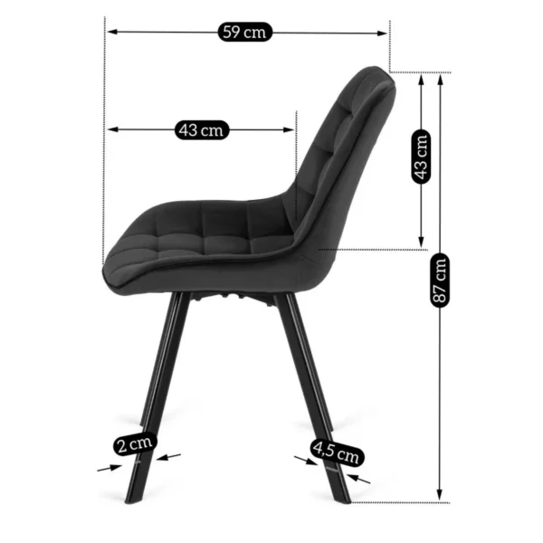 Scaun RICK Velur negru — MOBILA