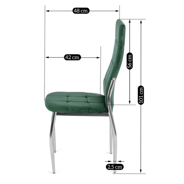 Scaun MOLLY din catifea verde — MOBILA