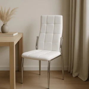 Scaun MOLLY din piele ecologică albă