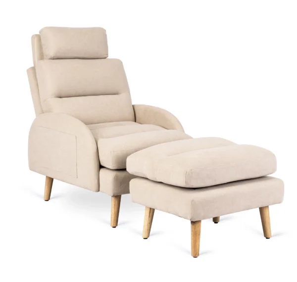 Scaun de relaxare HENRY cu suport pentru picioare, bej