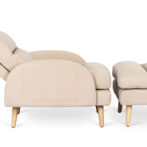 Scaun de relaxare HENRY cu suport pentru picioare, bej