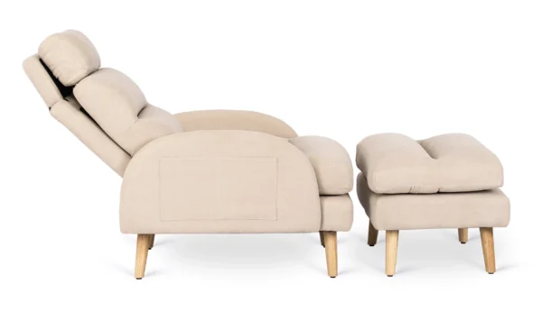 Scaun de relaxare HENRY cu suport pentru picioare, bej