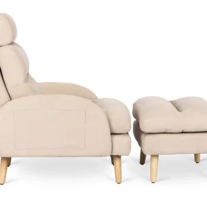 Scaun de relaxare HENRY cu suport pentru picioare, bej